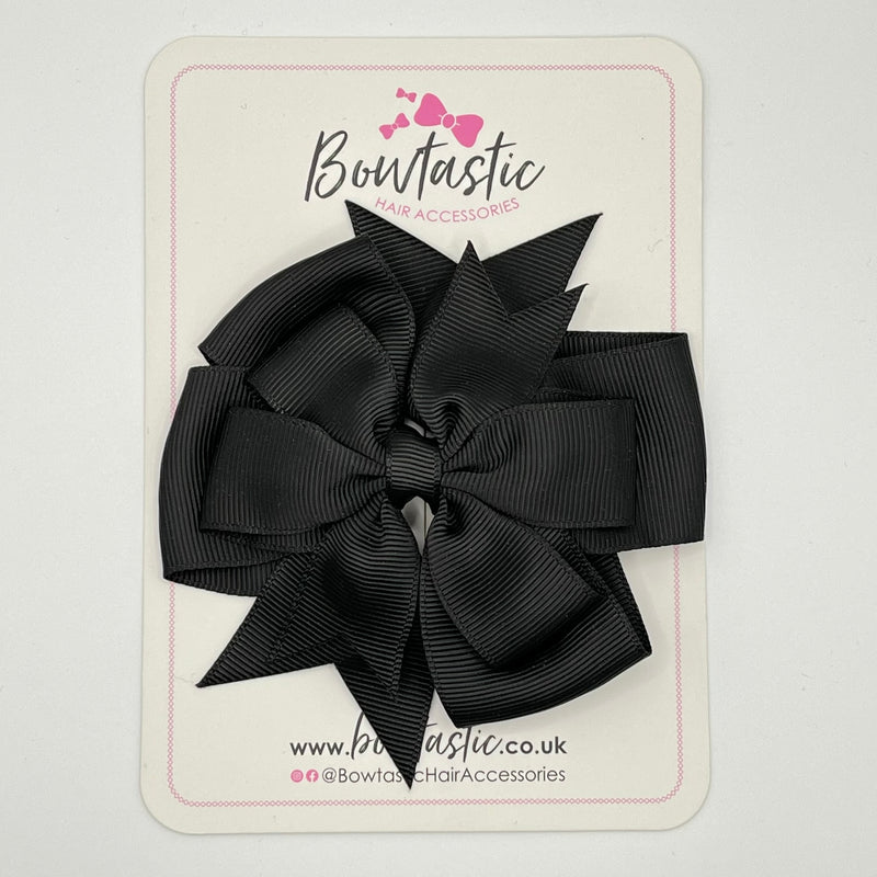 4 Inch Double Pinwheel Bow - Black