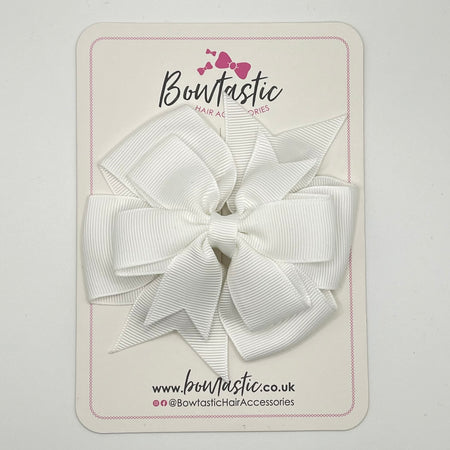 4 Inch Double Pinwheel Bow - White