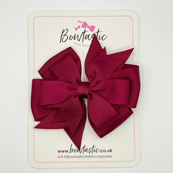 4 Inch Double Pinwheel Bow - Wine