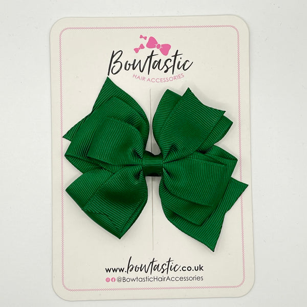 3.5 Inch Flat 2 Layer Bow - Forest Green