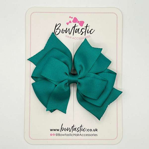 3.5 Inch Flat 2 Layer Bow - Jade Green