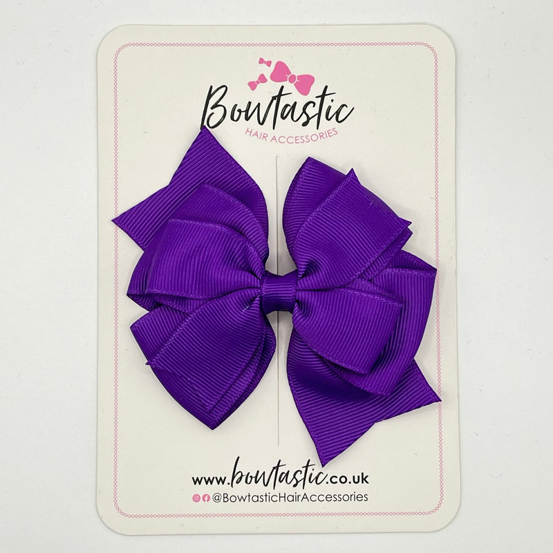 3.5 Inch Flat 2 Layer Bow - Purple