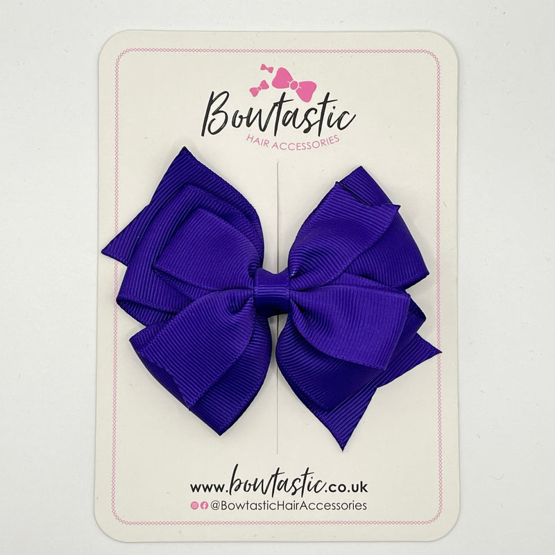 3.5 Inch Flat 2 Layer Bow - Regal Purple