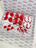 School Bundle - 5 Matching Pairs - Clips & Bobbles - Red & White