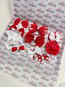 School Bundle - 5 Matching Pairs - Clips & Bobbles - Red & White