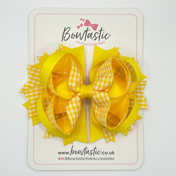 4.5 Inch Ring Bow - Yellow & Yellow Gingham