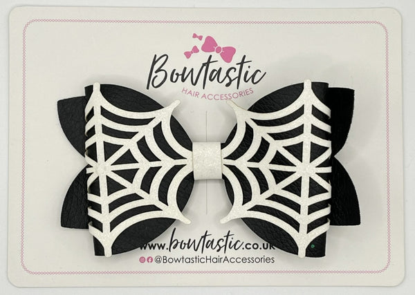 Halloween - 4.5 Inch Black & White Spider Web Bow