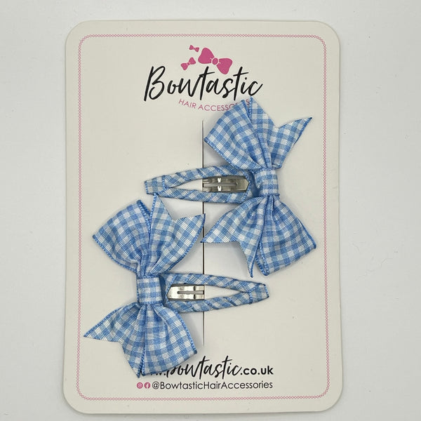 2 Inch Snap Clips - Blue Gingham - 2 Pack