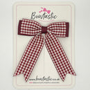 3.25 Inch Tail Bow - Burgundy Gingham