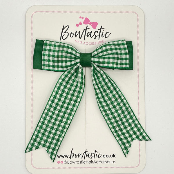 3.25 Inch Tail Bow - Green Gingham