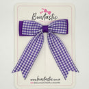 3.25 Inch Tail Bow - Purple Gingham