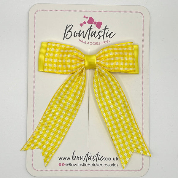 3.25 Inch Tail Bow - Yellow Gingham