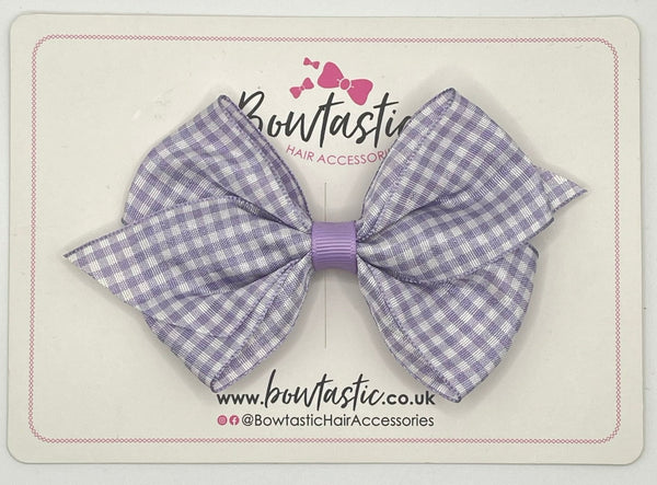 3.75 Inch Flat Bow - Lilac Gingham