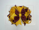 4.5 Inch Ring Bow Bobble - Burgundy & Yellow Gold