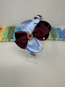 4 inch Flower Alice Band - Burgundy & Bluebell