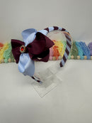 4 inch Flower Alice Band - Burgundy & Bluebell