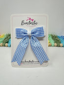 3.25 Inch Tail Bow - Light Blue & White Gingham