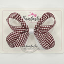 4 Inch 2 Layer Bobble - Burgundy & White Gingham