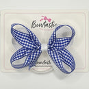 4 Inch 2 Layer Bobble - Royal Blue & White Gingham