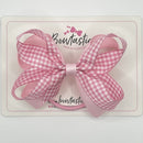 4 Inch 2 Layer Bobble - Pink & Pink Gingham