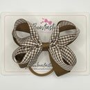 4 Inch 2 Layer Bobble - Turftan & Brown Gingham