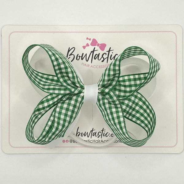 4 Inch 2 Layer Bobble - Green & White Gingham