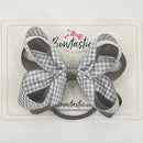 4 Inch 2 Layer Bobble - Grey & Grey Gingham