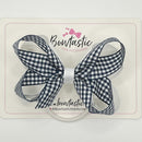 4 Inch 2 Layer Bobble - Navy & White Gingham