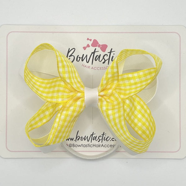 4 Inch 2 Layer Bobble - Yellow & White Gingham