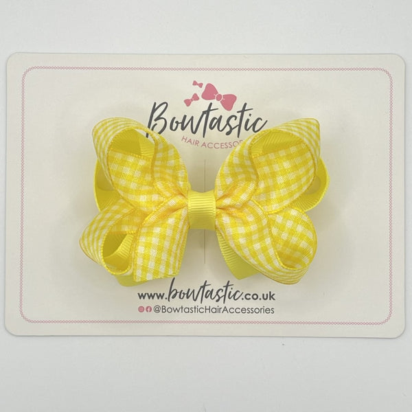 3.5 Inch 2 Layer Bow - Yellow Gingham