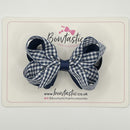 3.5 Inch 2 Layer Bow - Navy Gingham