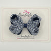 3.5 Inch 2 Layer Bow - Navy Gingham