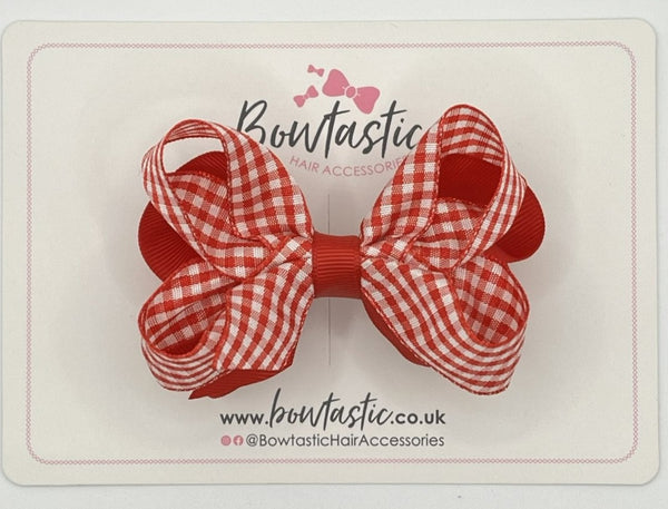 3.5 Inch 2 Layer Bow - Red Gingham