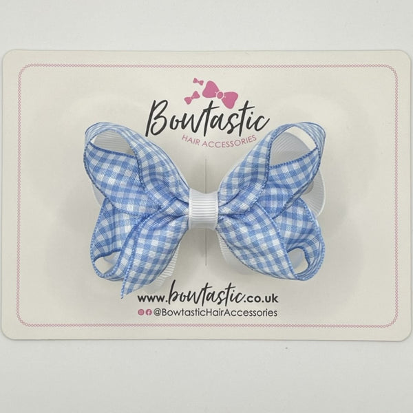 3.5 Inch 2 Layer Bow - Blue Gingham