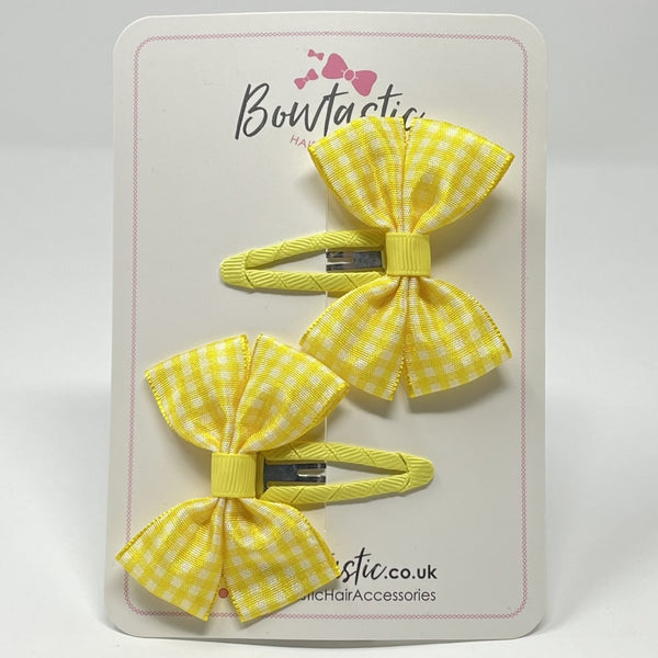 2.5 Inch Butterfly Snap Clips - Yellow Gingham - 2 Pack