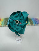4 inch Flower Alice Band - Jade Green