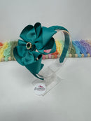 4 inch Flower Alice Band - Jade Green
