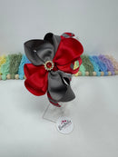4 inch Flower Alice Band - Red & Metal Grey