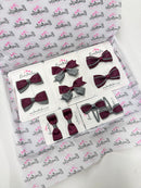School Bundle - Matching Pairs - Clips - Burgundy & Metal Grey