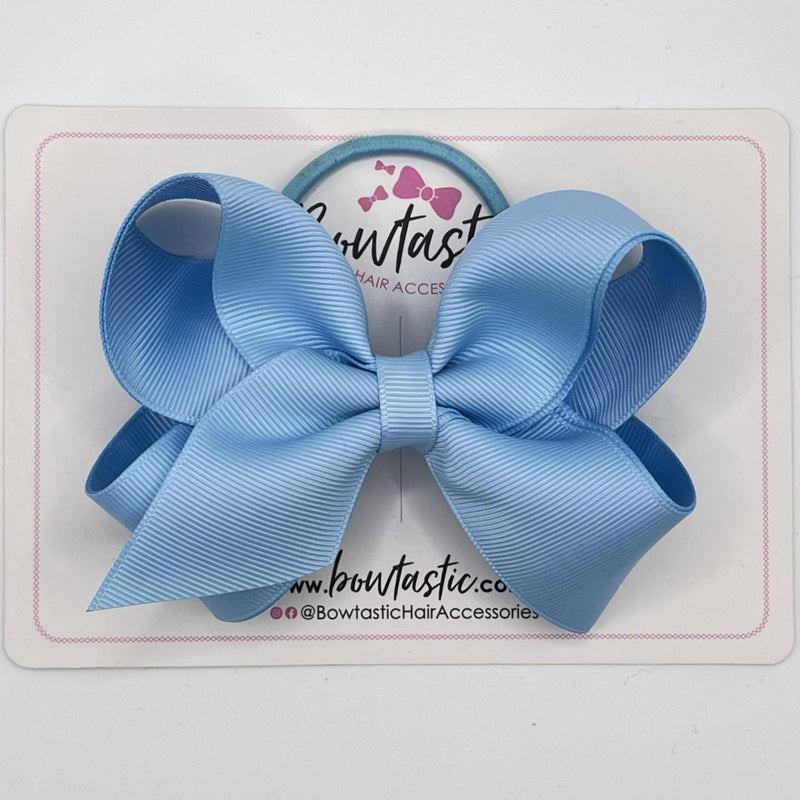 4 Inch Double Ribbon Bow Bobble - Blue Topaz