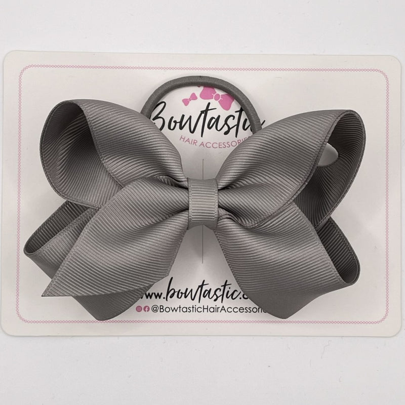 4 Inch Double Ribbon Bow Bobble - Silver