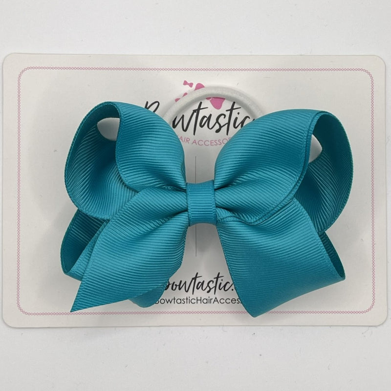 4 Inch Double Ribbon Bow Bobble - Tornado Blue