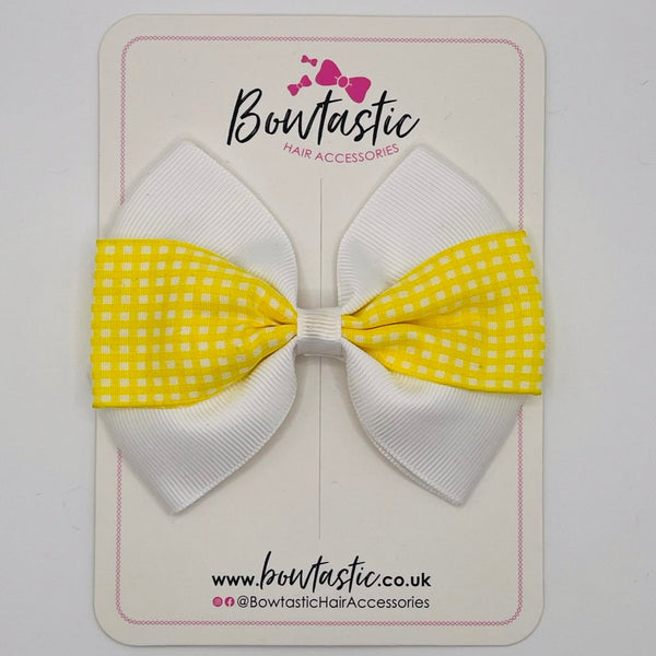 4 Inch Flat Bow - Yellow & White Gingham