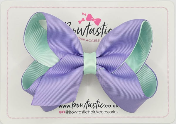 4 Inch Double Ribbon Bow - Light Orchid & Pastel Green