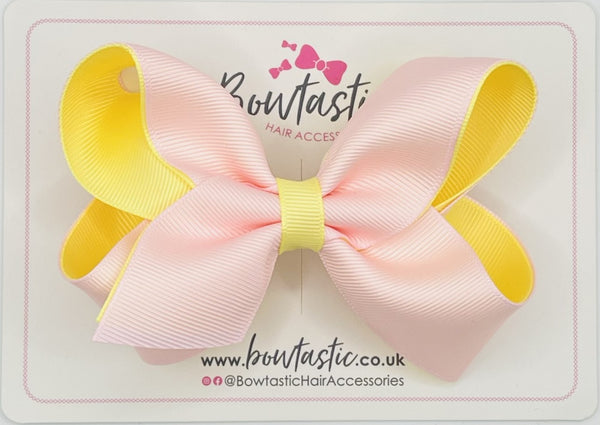 4 Inch Double Ribbon Bow - Pearl Pink & Baby Maize