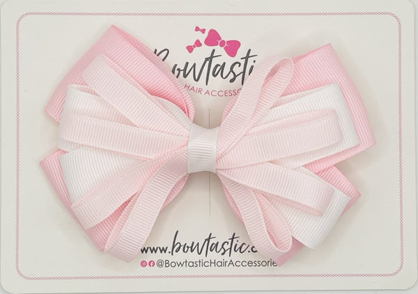 4 Inch Loop Bow - Powder Pink, Pearl Pink & White