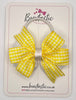 3.5 Inch Flat Double Bow Bobble - Yellow & White Gingham