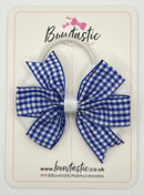 3.5 Inch Flat Double Bow Bobble - Royal Blue & White Gingham