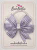 3.5 Inch Flat Double Bow Bobble - Lilac & White Gingham