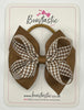 4 Inch Double Bow Bobble - Turftan & Brown Gingham